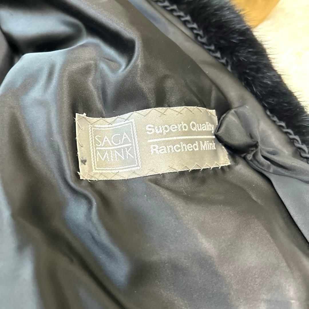 【SAGAMINK サガミンク】ファーコート（フリー）花刺繍　ブラック　銀タグ