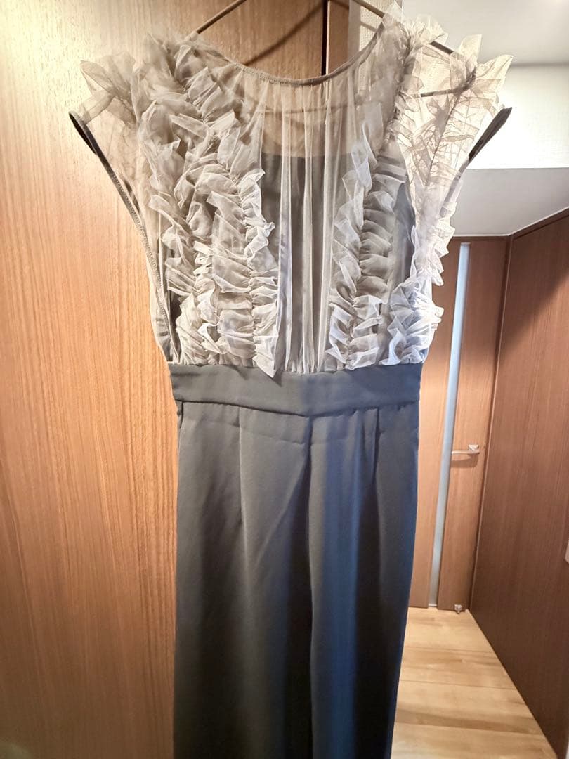 【美品】Callarus チュールフリル使いデザインオールインワンパンツドレスM