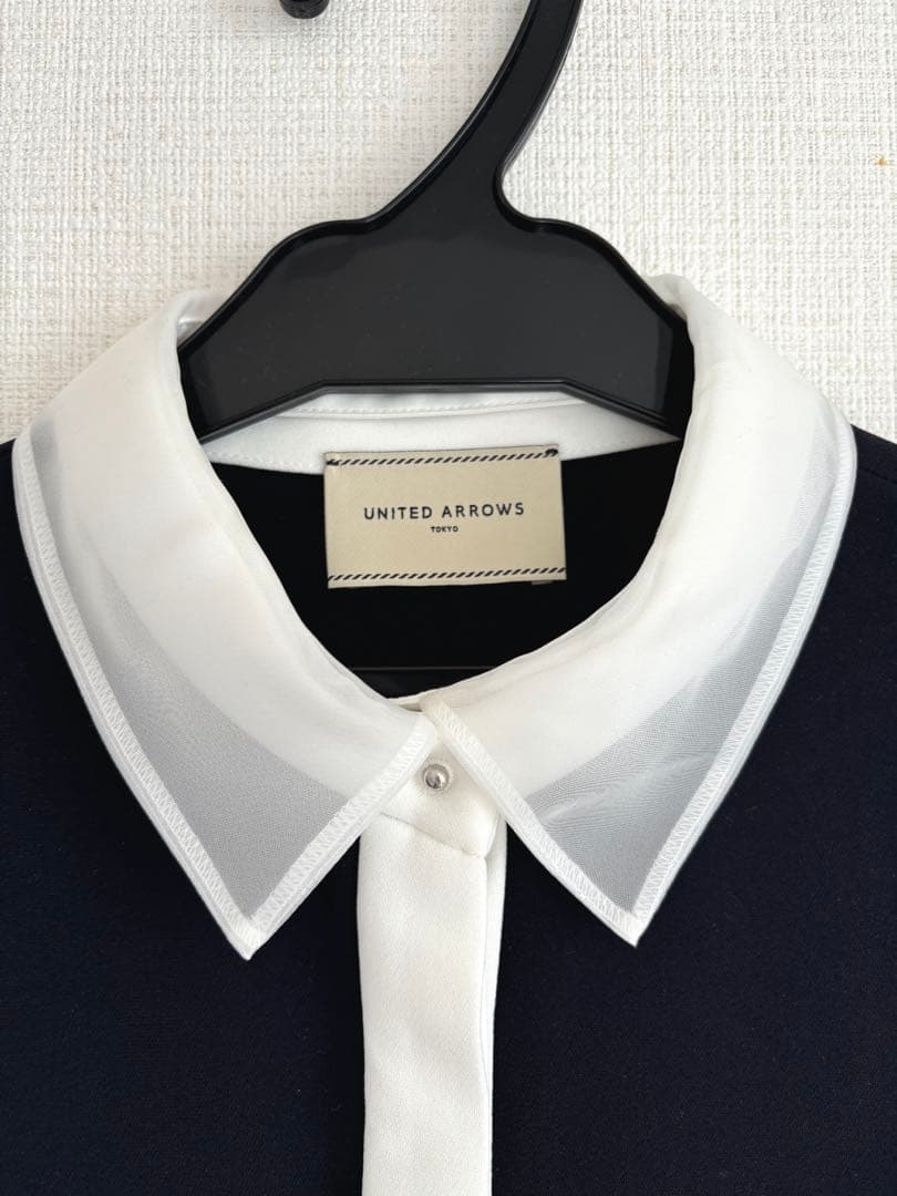 【美品】UNITED ARROWS ティアードミニワンピース ネイビー