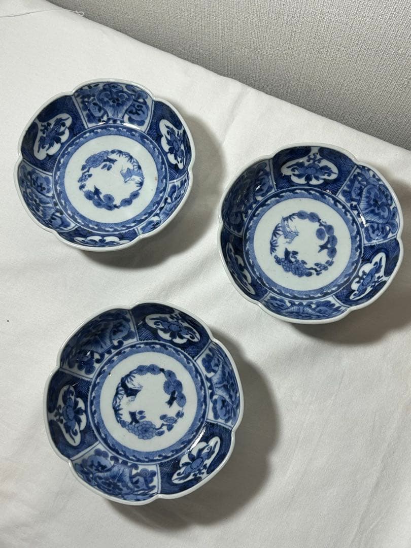 古伊万里染付なます皿 江戸時代　3枚無傷