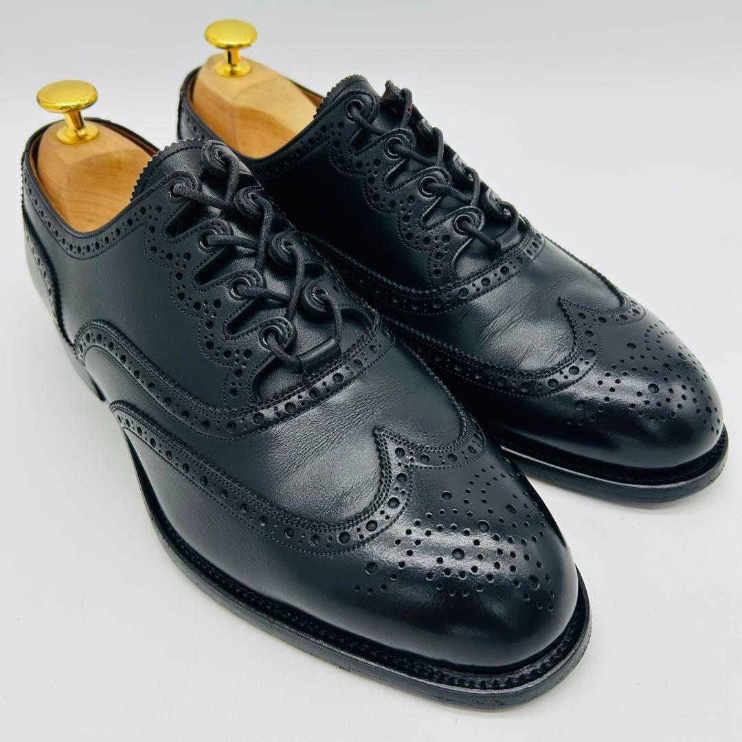 スコッチグレイン ウィングチップ フルブローグ 25cm ブラック 内羽根 革靴