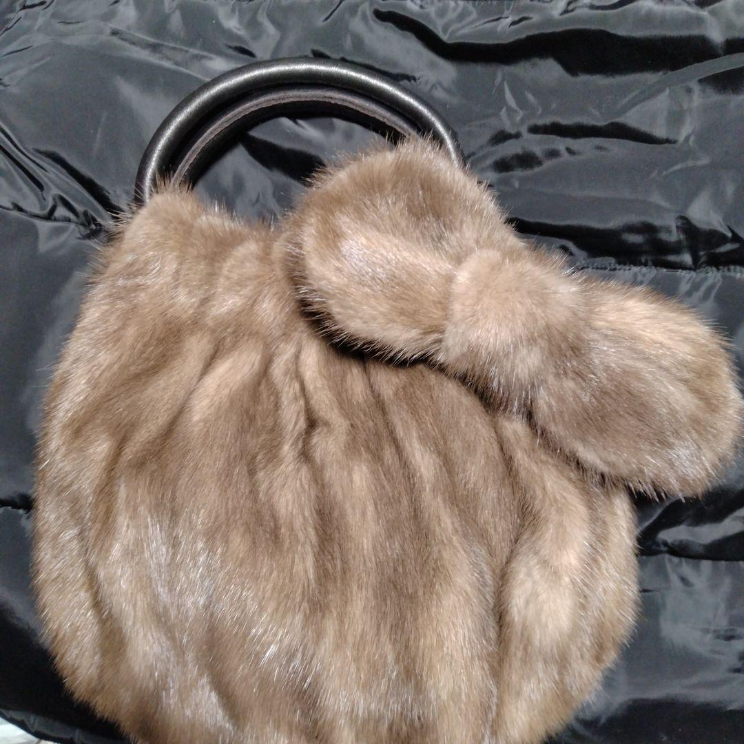 新品未使用✩ブルーアイリスミンク✩ファーバッグ✩リボン有り✩ミンク✩ハンドバッグ