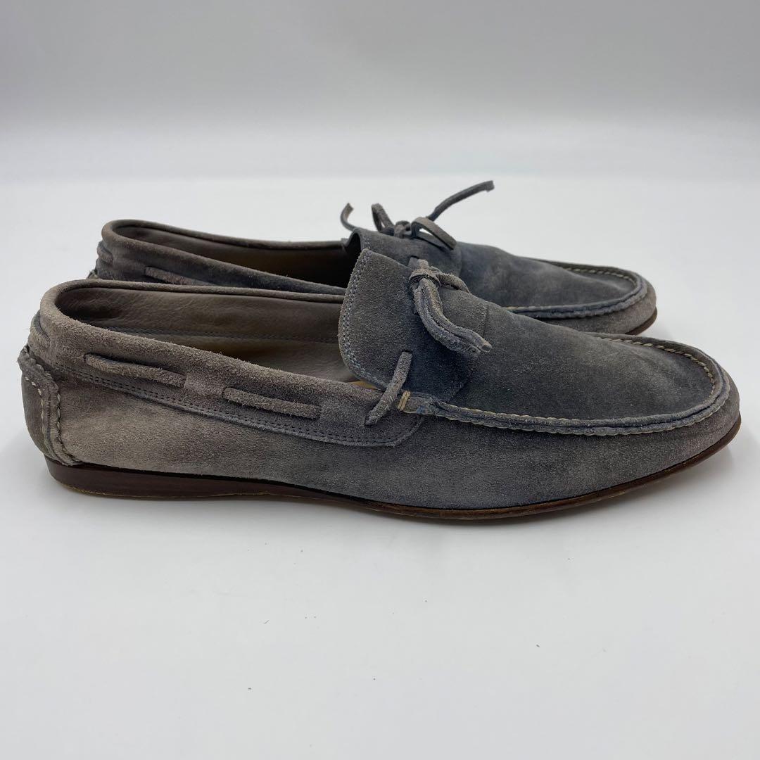 【美品】HERMES スウェード　モカシン　ドライビングシューズ　グレー26cm