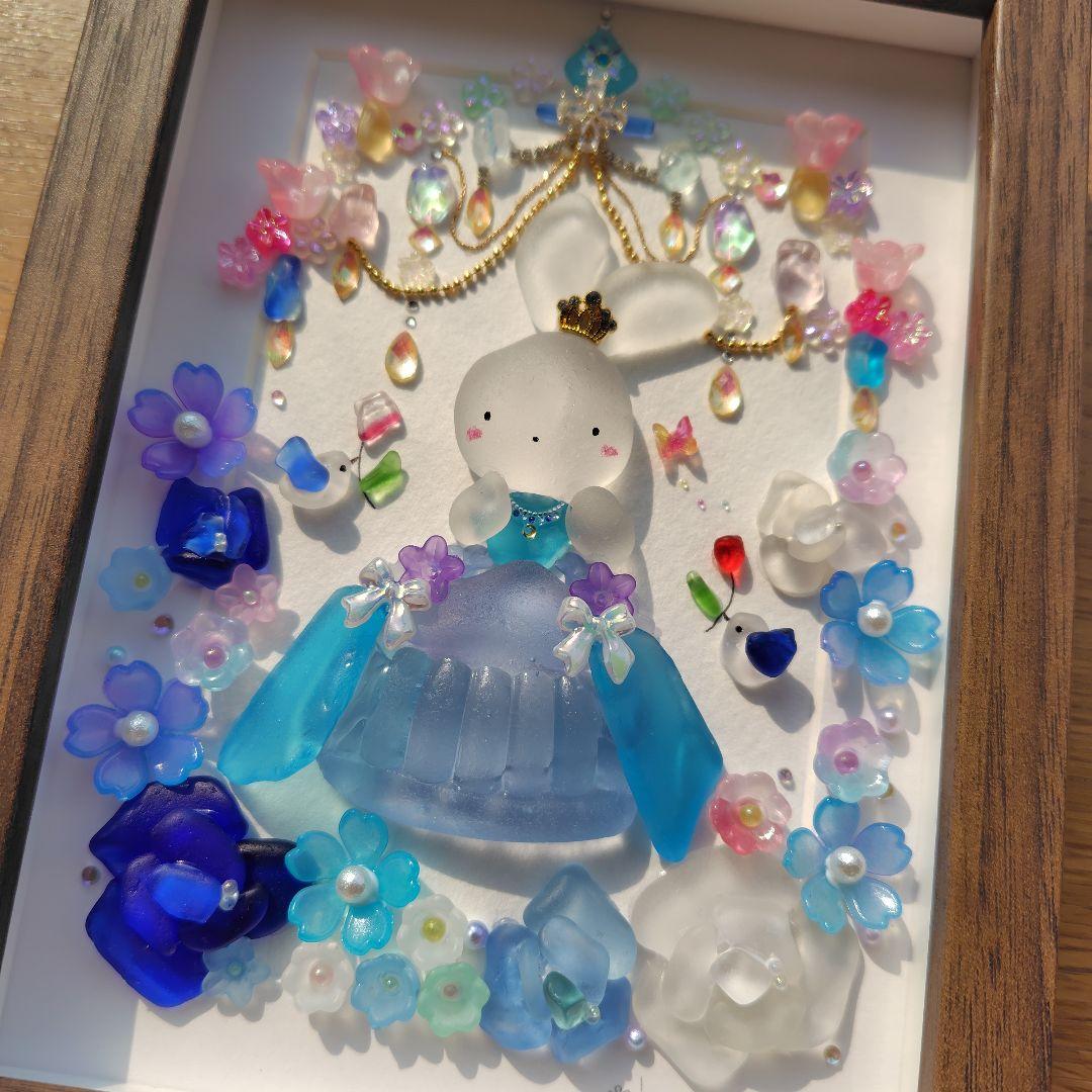 7-35「うさぎ姫の舞踏会」シーグラスアート　うさぎ　インテリア　雑貨　ガラス