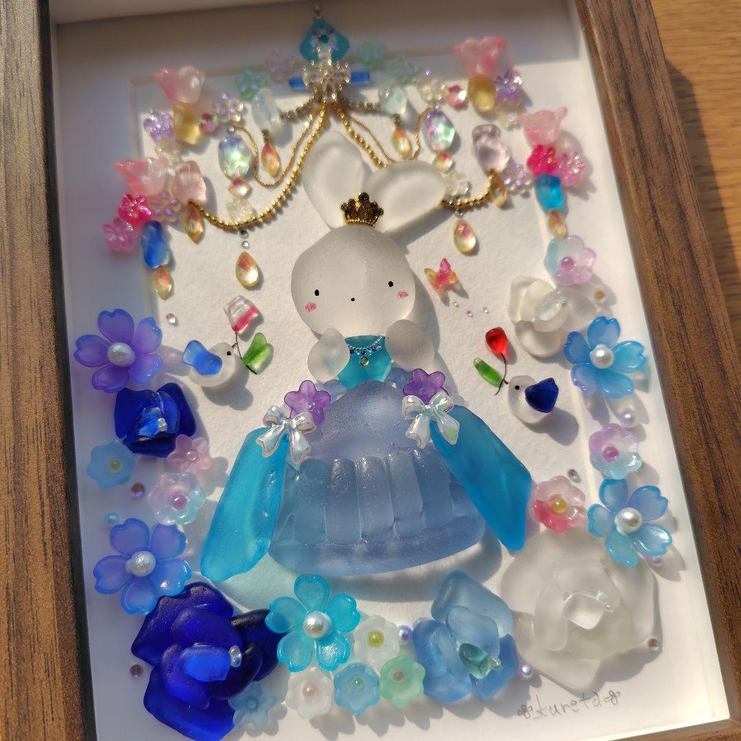 7-35「うさぎ姫の舞踏会」シーグラスアート　うさぎ　インテリア　雑貨　ガラス