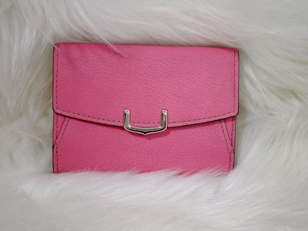 【美品】カルティエ Cドゥ 名刺入れ フラップ式　ピンク