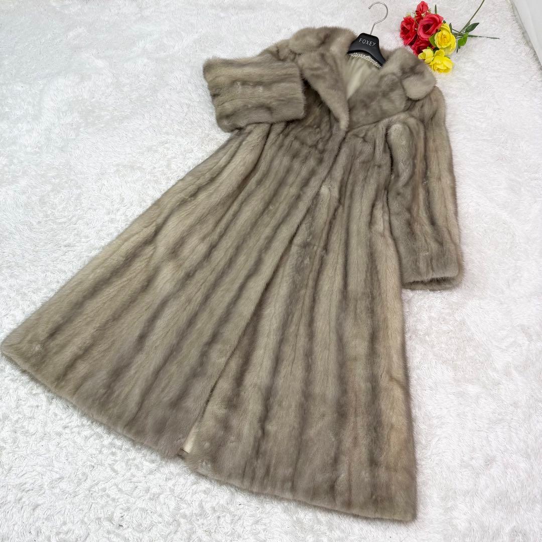 総丈115cm サファイアミンク ロング コート リアルファー 舐めし柔らか