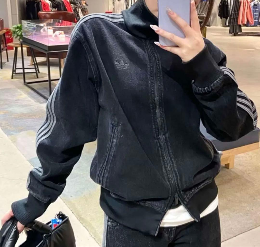 新品4XL】アディダス　デニムジャケットファイヤーバードトラックげんじ