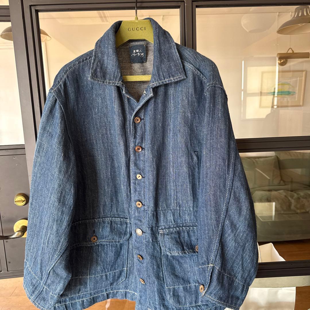 45 藍職人　麻ハーフコート