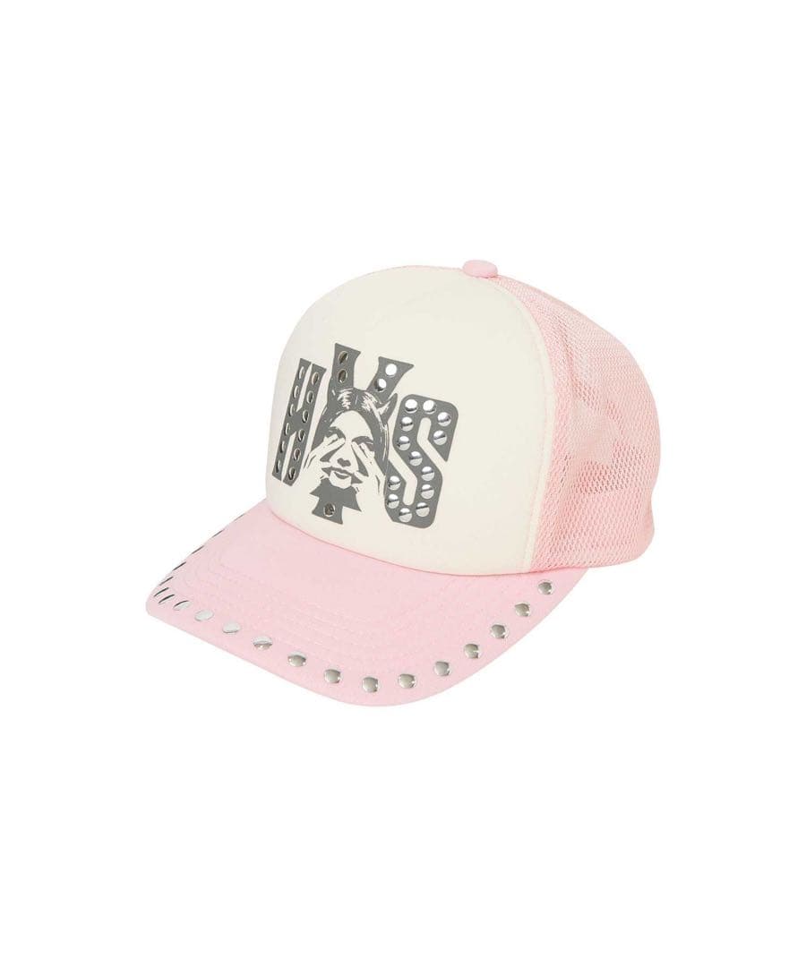 ぬ*て様 ピンクメッシュキャップ スタッズ付き