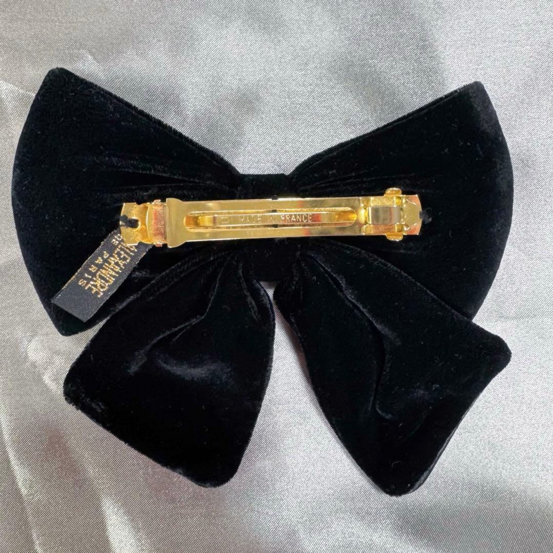 アレクサンドゥルドゥパリ 黒 ベルベットリボン バレッタ