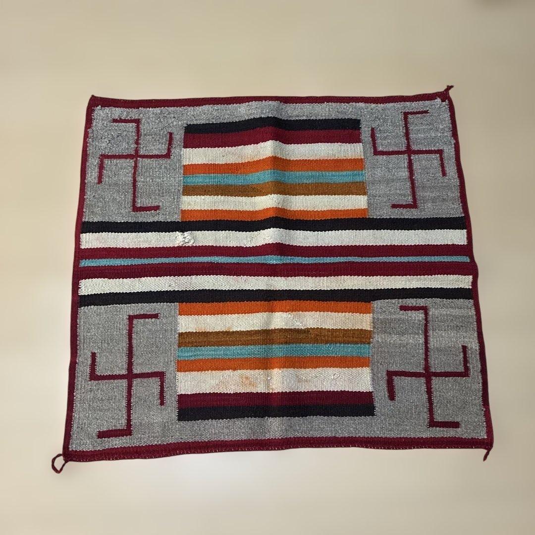 30s〜 Navajo ナバホ ビンテージ アンテーク ラグ 卍 スワスティカ