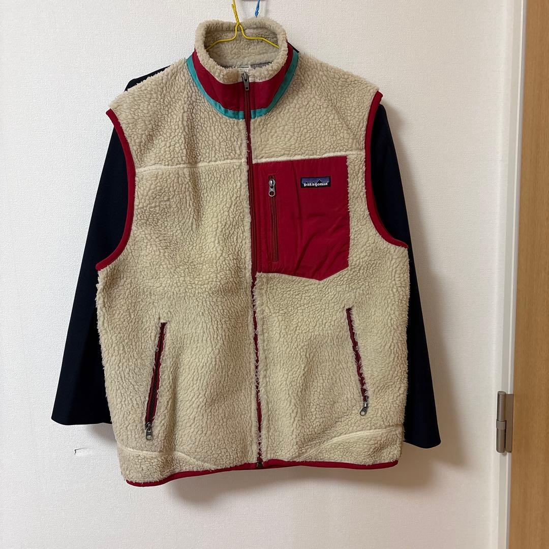 patagonia メンズ ベスト M ベージュ/レッド