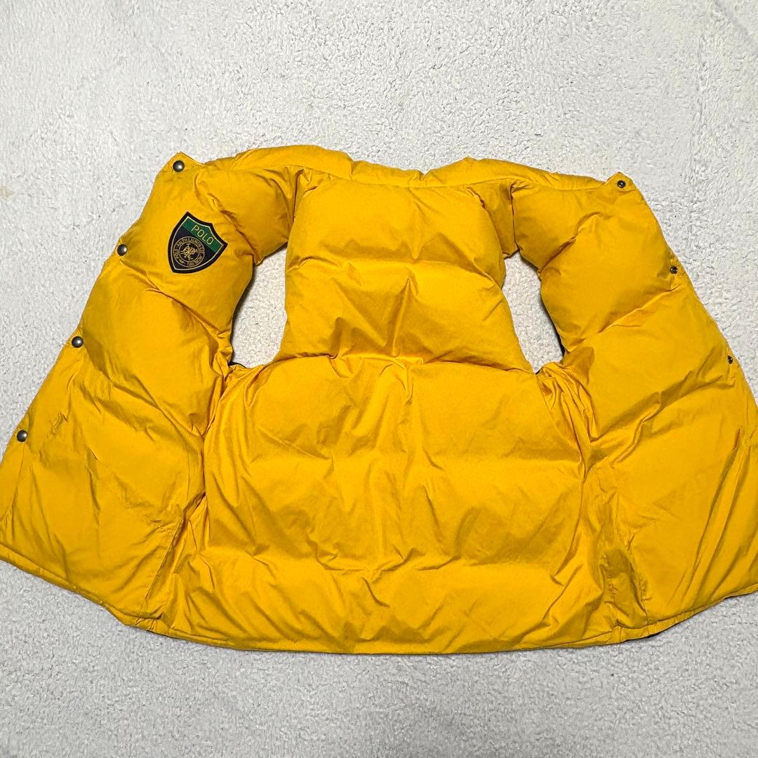 人気 ポロラルフローレン ダウンベスト XL リバーシブル ネイビーxイエロー