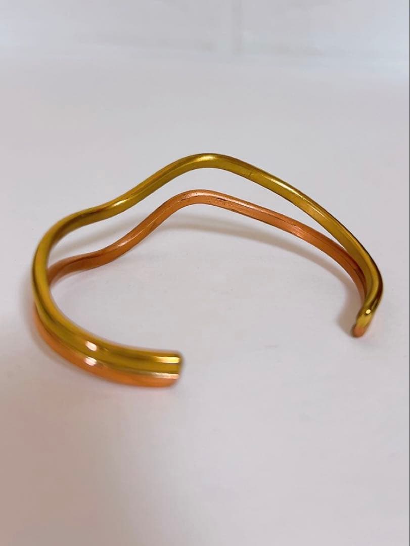 Sergio Lub バングル　ゴールド×ピンクゴールド　２連　ウェーブ