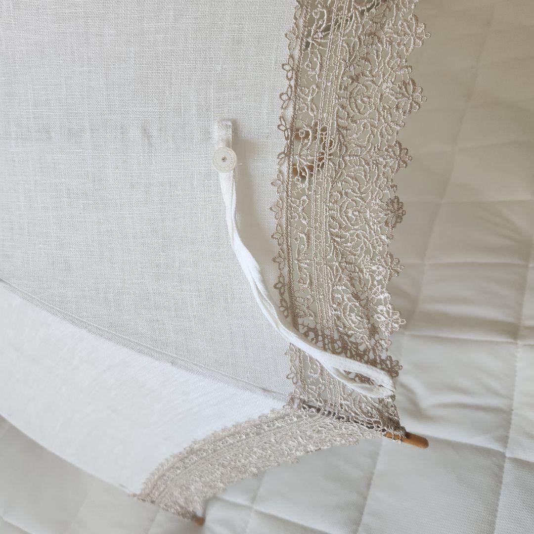 近沢レース　日傘　白　アイボリー　清楚　撮影　刺繍　ゴールド