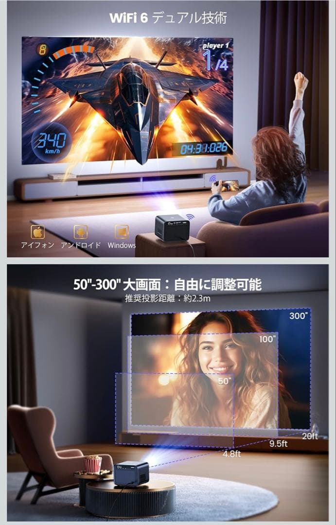 【進級プロ版Netflix公式】WiMiUS 4Kプロジェクター 4K本体