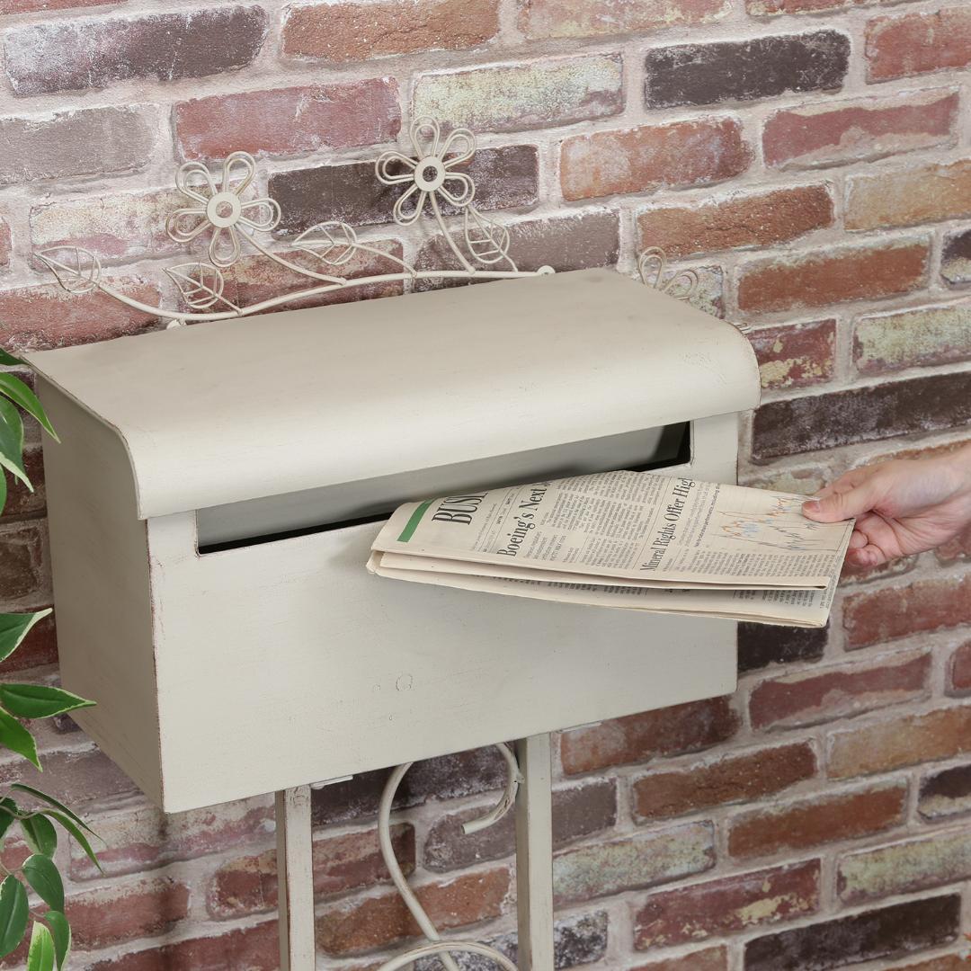 スタンド型ポスト 白 花 ヨーロピアン