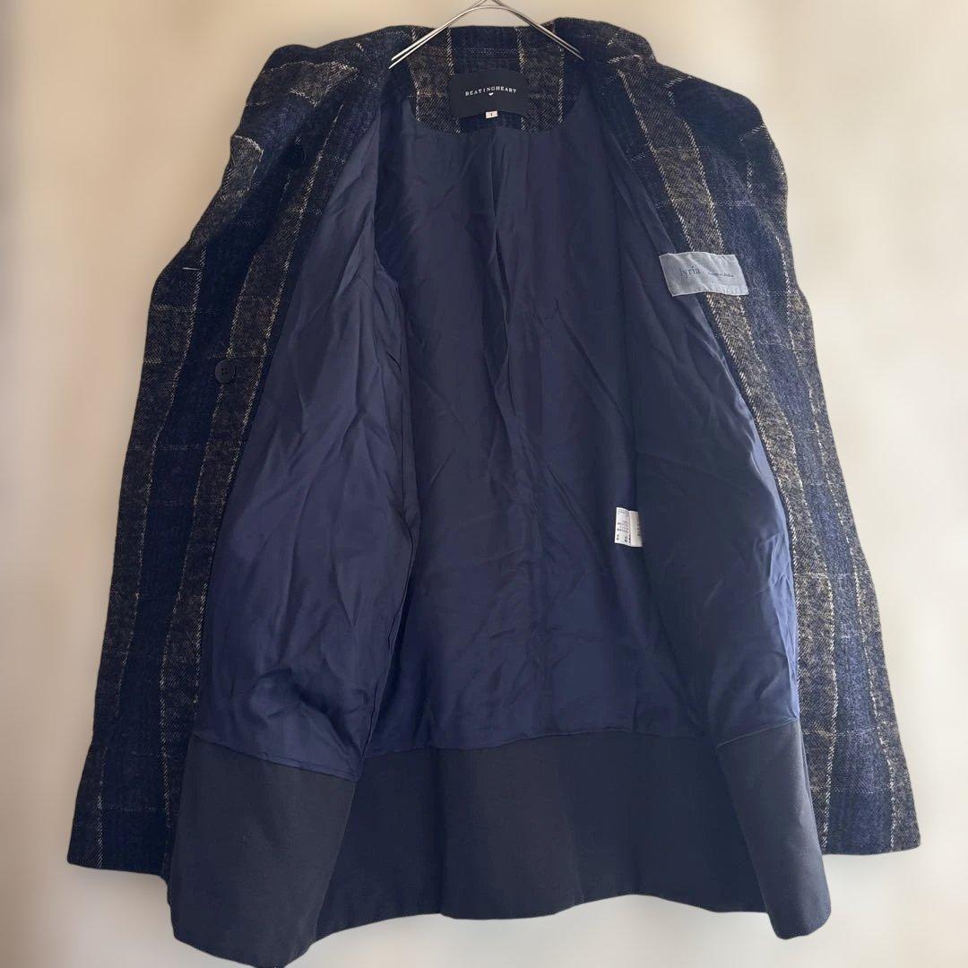 【BEATING HEART】ツイードコート　ウール　モヘヤ　アルパカ混　日本製