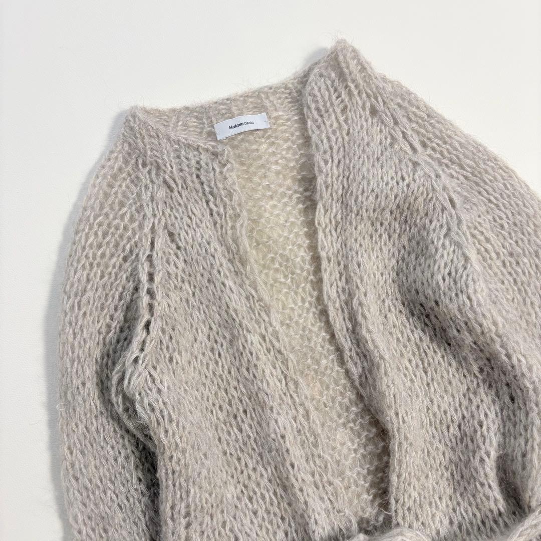 【美品】Maiamiモヘア ロングカーディガン　グレー　ベルト付き