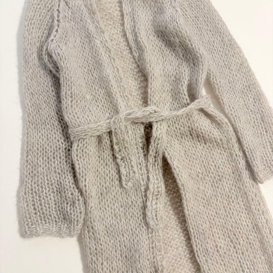 【美品】Maiamiモヘア ロングカーディガン　グレー　ベルト付き