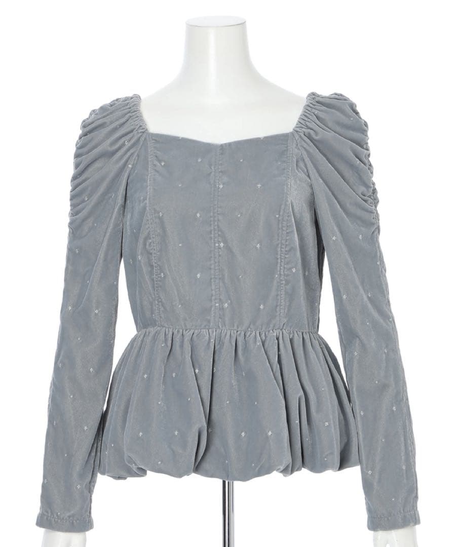 Rirandtureベロア刺繍ペプラムブラウス