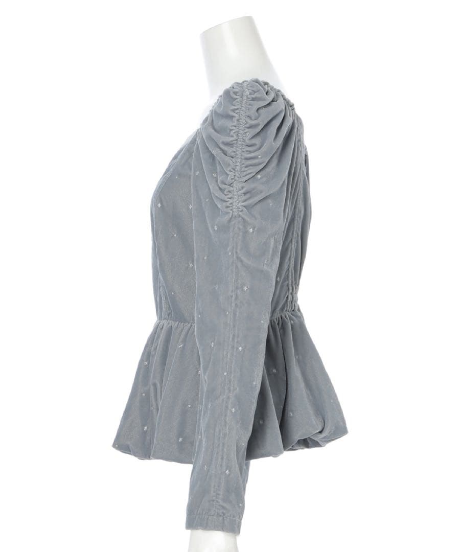 Rirandtureベロア刺繍ペプラムブラウス