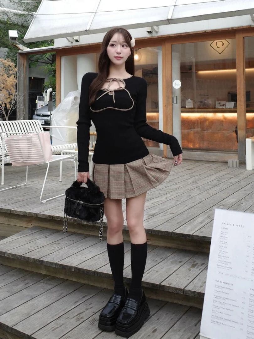 ♡ ダーリッチ Darich ♡ ポイントチェックニットミニワンピース