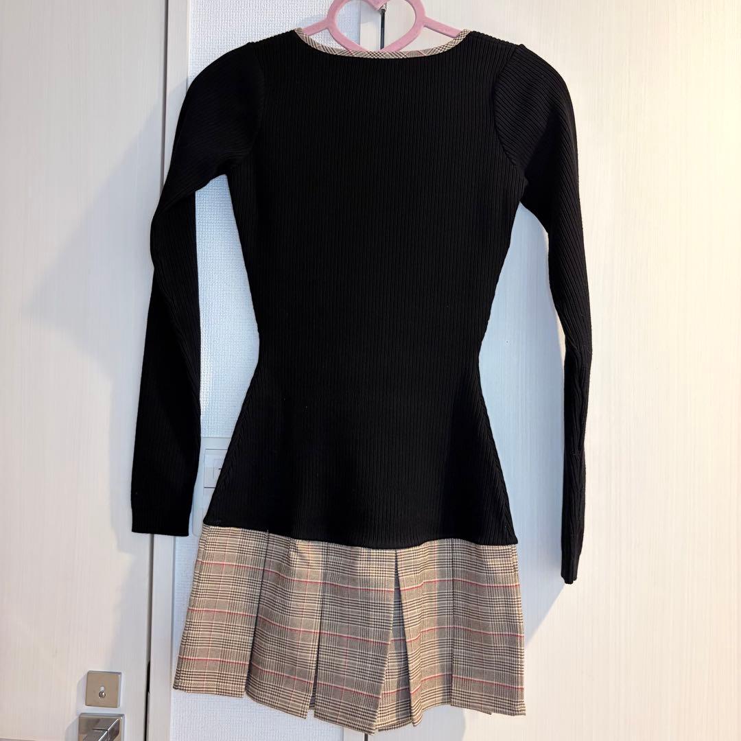 ♡ ダーリッチ Darich ♡ ポイントチェックニットミニワンピース