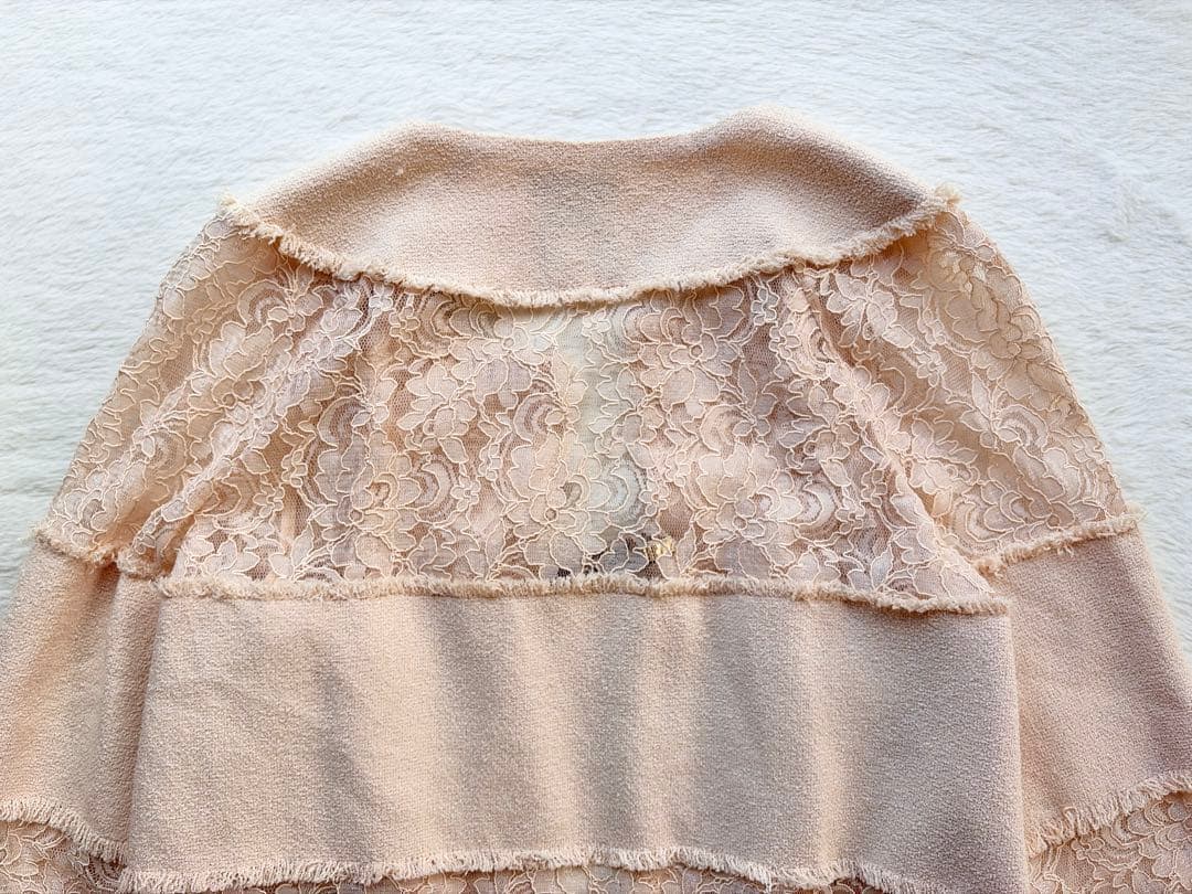 エドワードアシュールEDWARD ACHOUR レース　装飾　ロングカーディガン