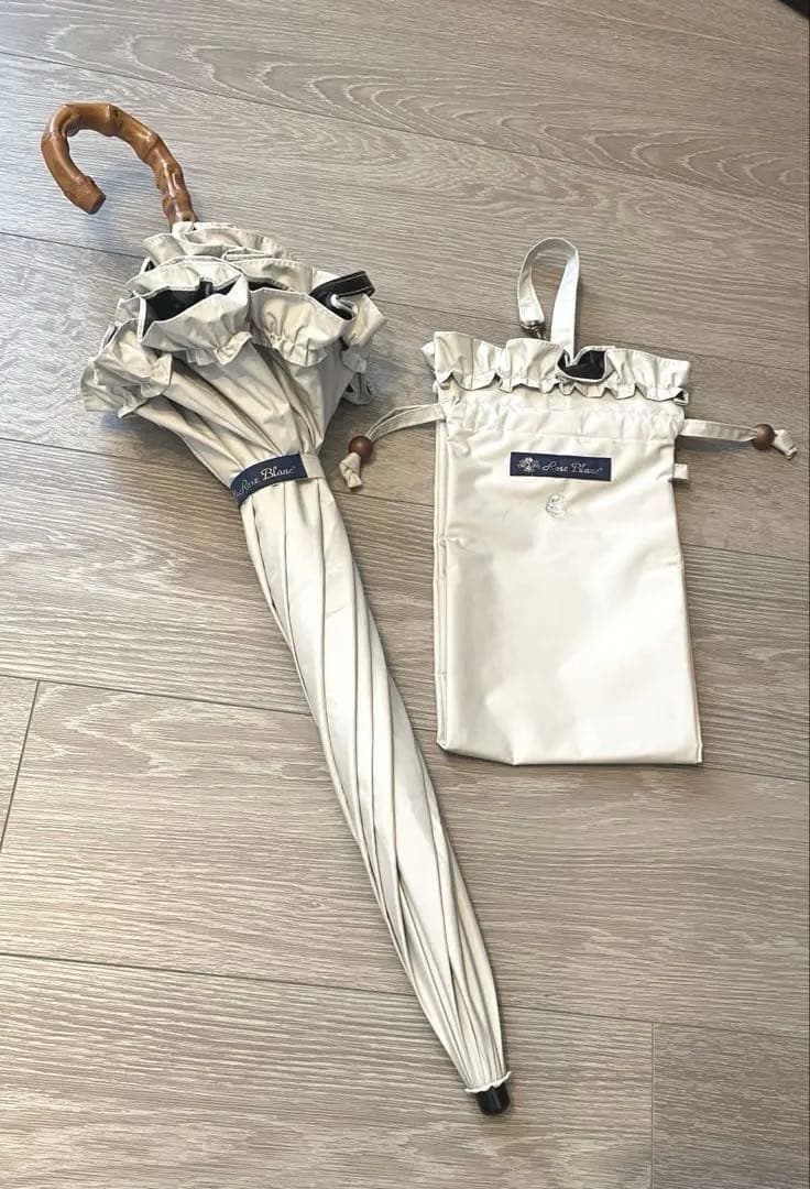 芦屋ロサブラン　2段折りフリル 曲がり竹手元　ライトグレージュ