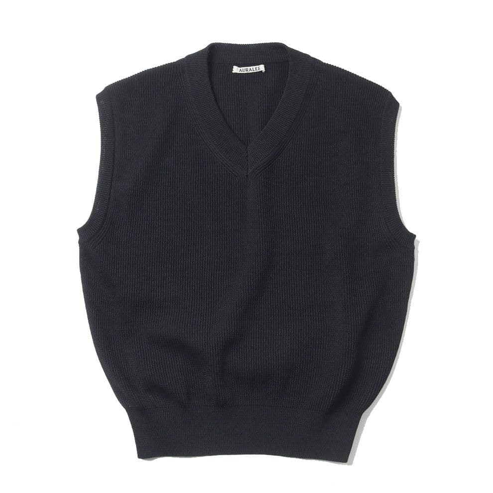 新品 AURALEE FLAT YARN RIB KNIT VEST 黒 4