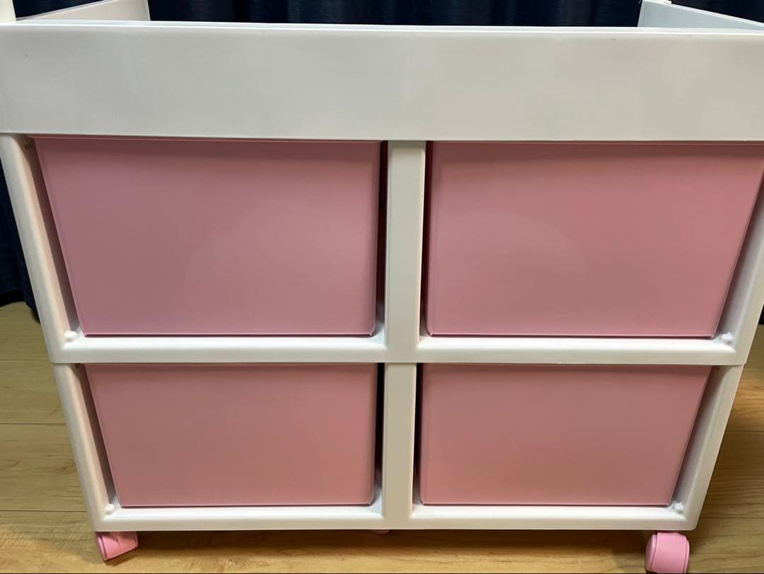 ピンク ハンガーラック 収納ボックス付き