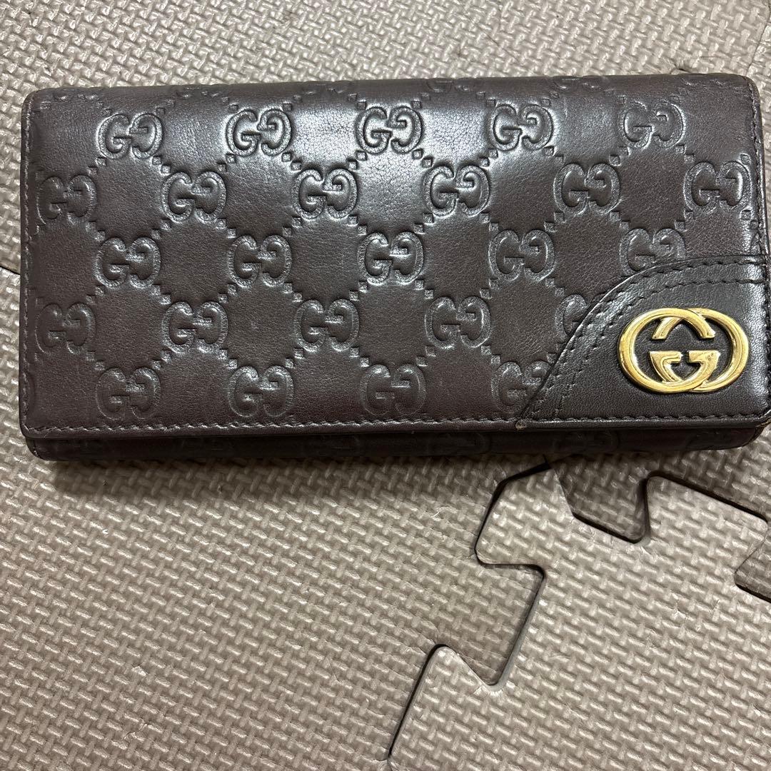 GUCCI GGパターン パープル レザー長財布