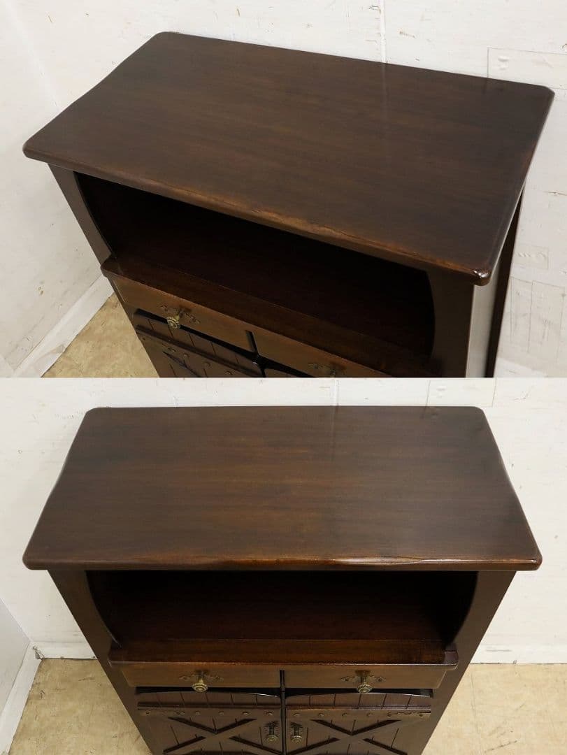 ふぅ〜【オールドカリモク】電話台・サイドキャビネット・収納棚・FAX台