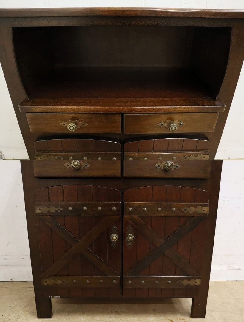 ふぅ〜【オールドカリモク】電話台・サイドキャビネット・収納棚・FAX台