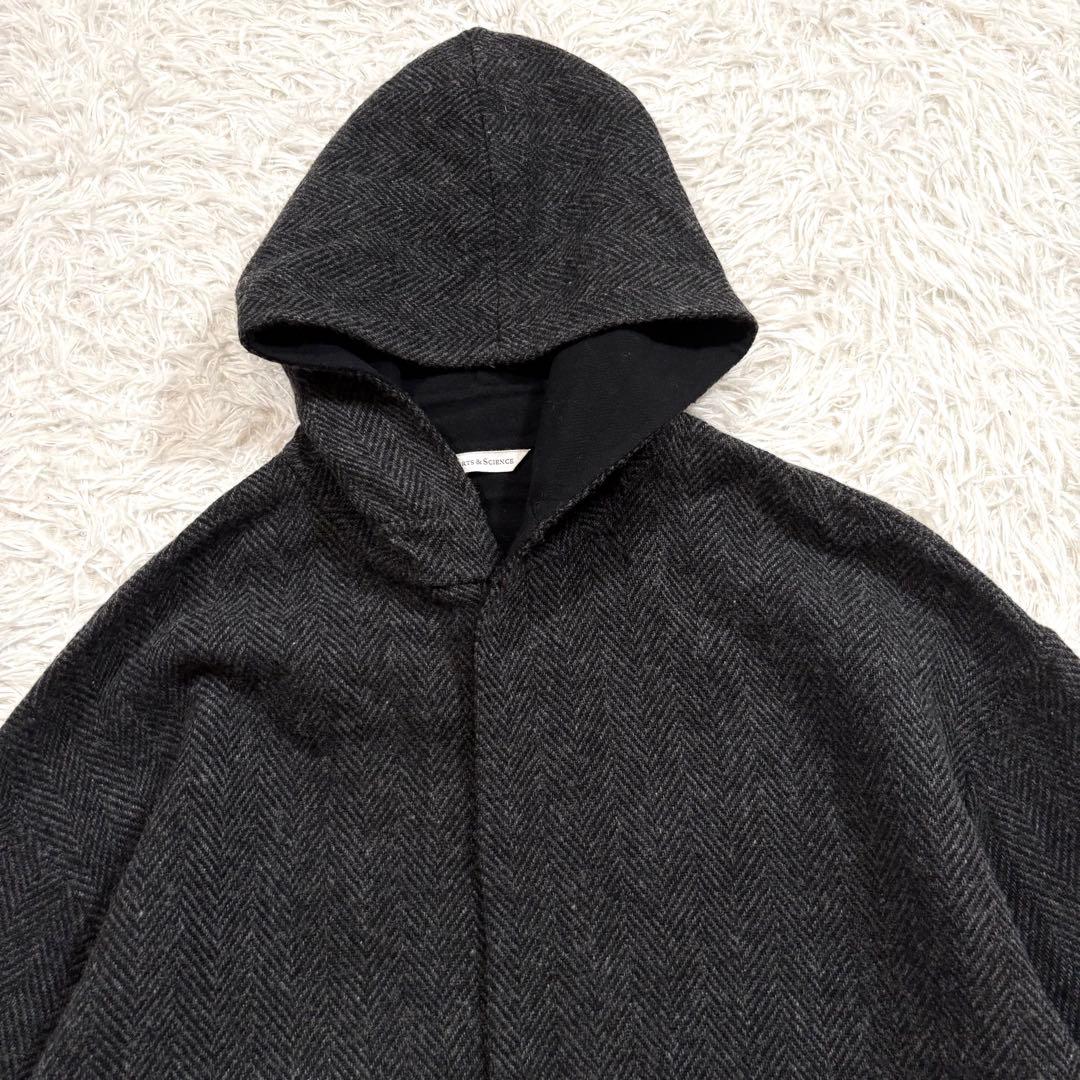 美品✨アーツアンドサイエンス フード　リバーコート　ヘリンボーン　ウール　3
