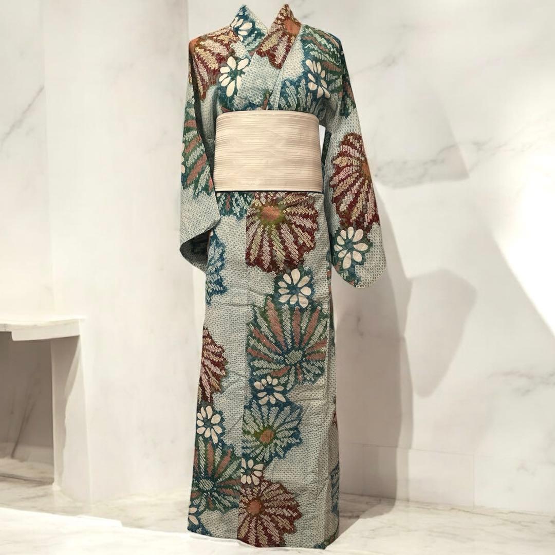 美品　有松絞り　総絞り　浴衣 夏物　パステル