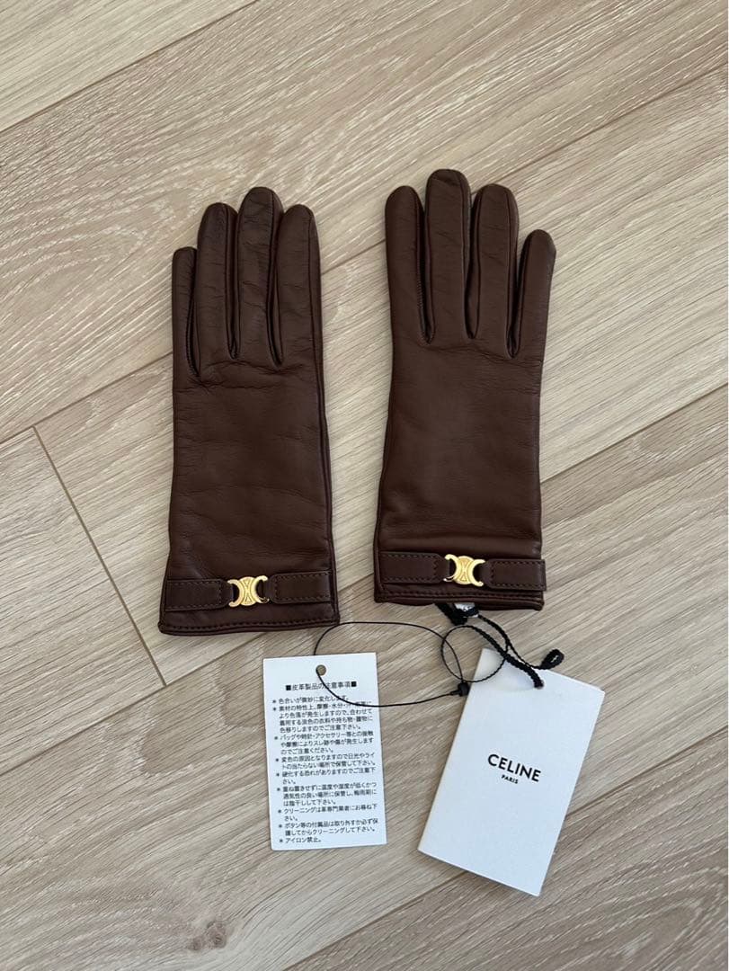 新品未使用 CELINE ブラウン ラムレザー　グローブ ブラウン 6.5インチ
