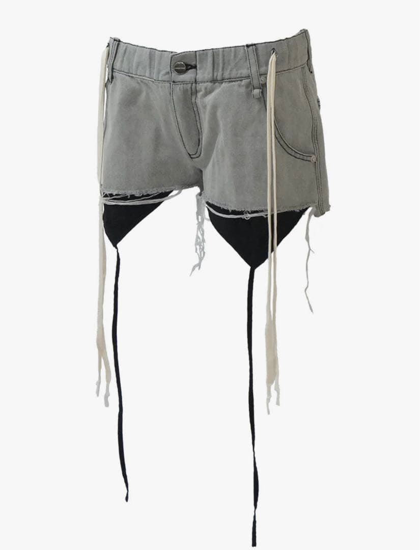 パンツ S garter denim shorts lightgray M