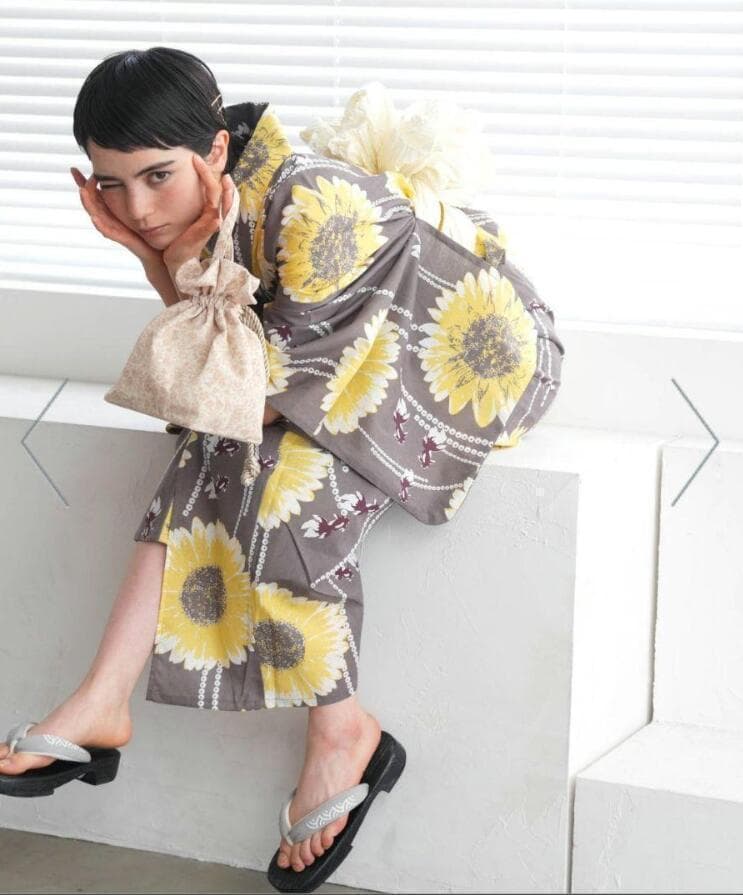 お任せ下駄+お任せ帯締+画像と同じ帯つき◆◆utataneブランド浴衣◆