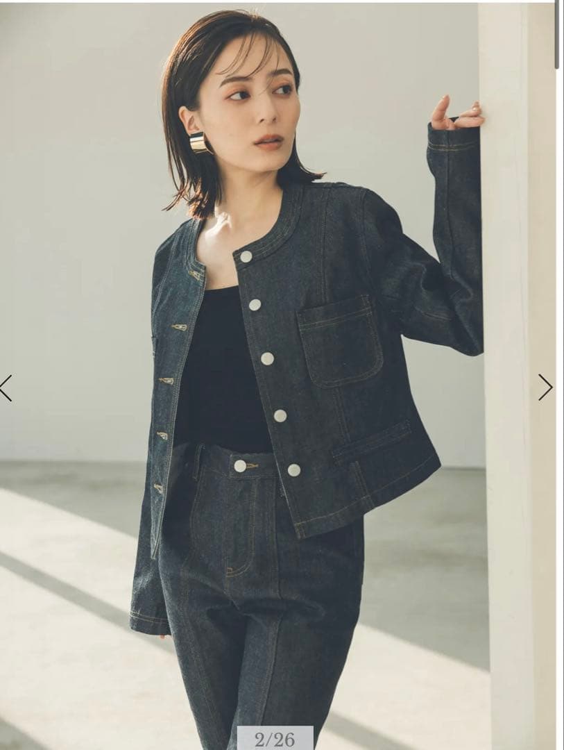 【新品未使用タグ付き】anuans ノーカラーデニムジャケット