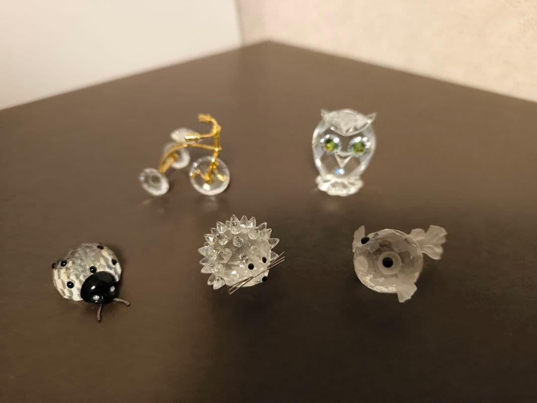 Swarovski スワロフスキーハリネズミ てんとう虫 フクロウ 自転車 ふぐ