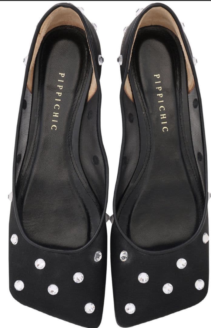 新品 未使用 ピッピシック　フラットシューズ　24.0 ダイヤモンド　ブラック