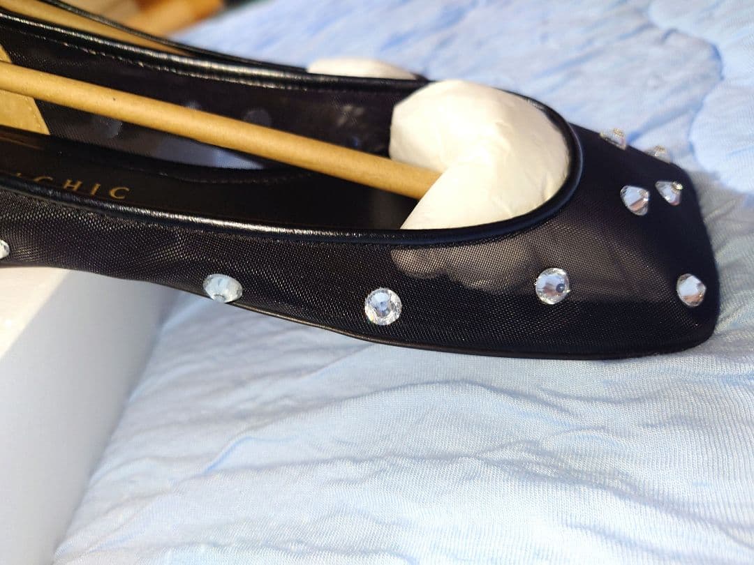 新品 未使用 ピッピシック　フラットシューズ　24.0 ダイヤモンド　ブラック