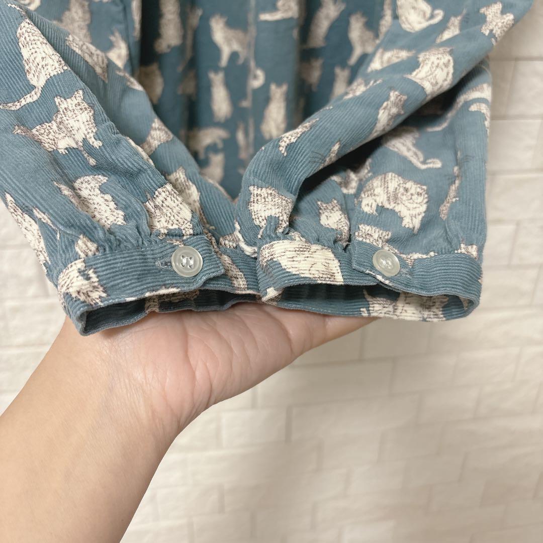 シャワーパーティ×リバティ　長袖シャツ 猫　ネコ　MEOW ミャオウ