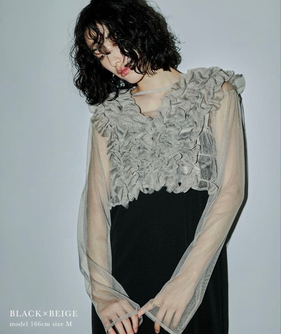 niana Many wayフリルドレス 3点セット ブラック✖️ベージュ