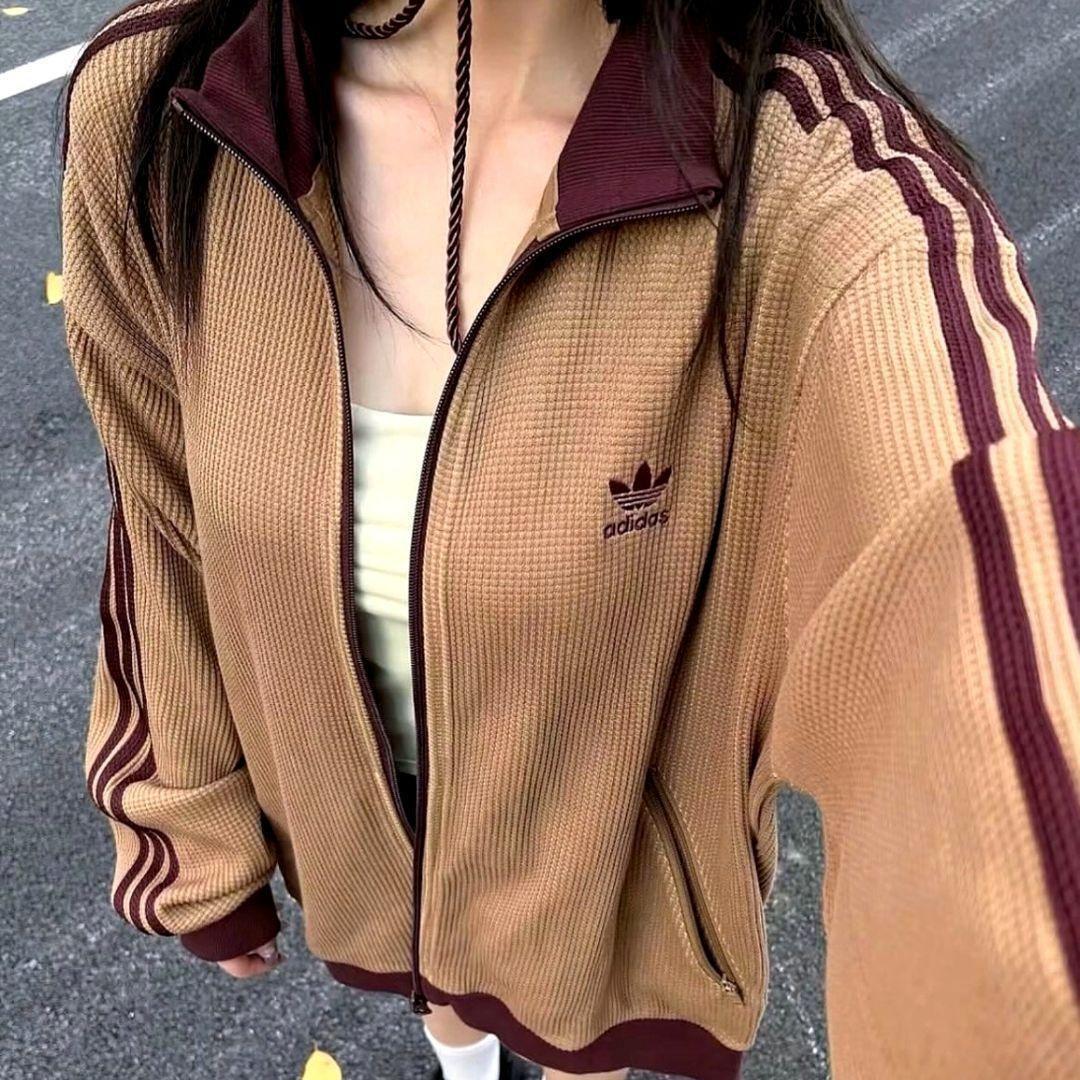 【日本未発売】ワッフルトラックジャケット　ブラウン　Mサイズ　★男女兼用