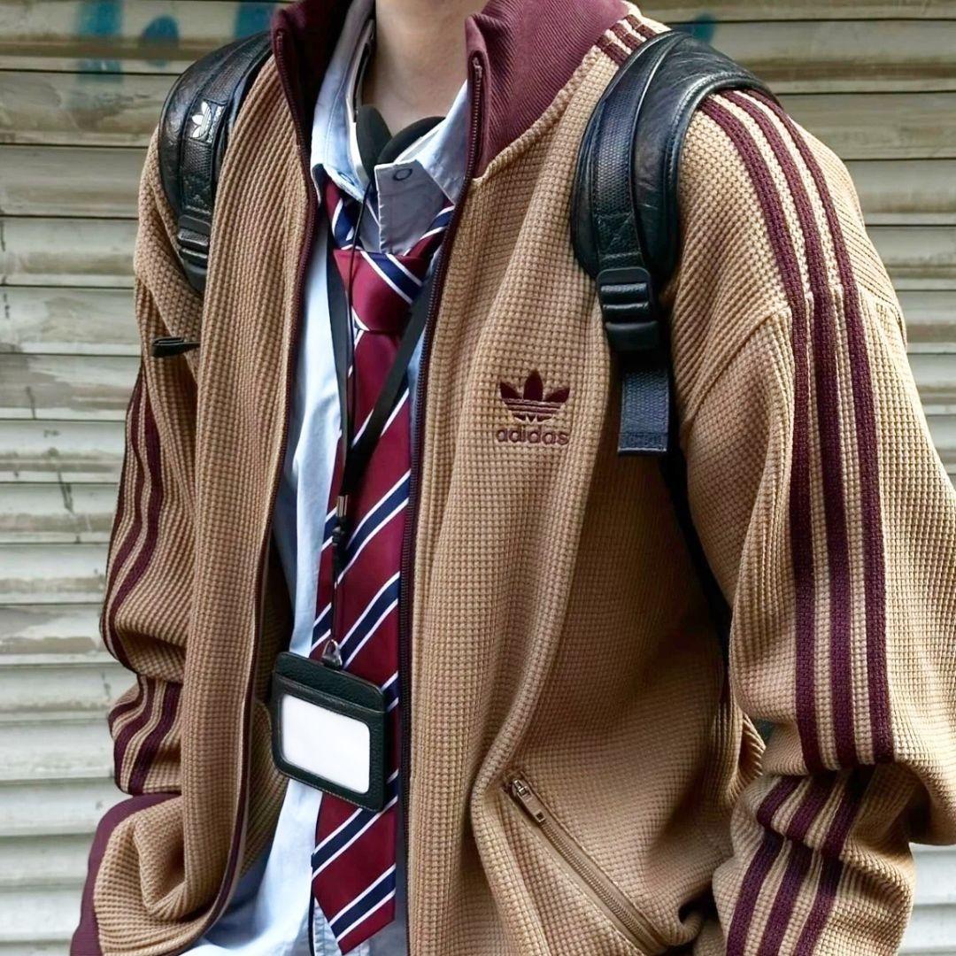 【日本未発売】ワッフルトラックジャケット　ブラウン　Mサイズ　★男女兼用