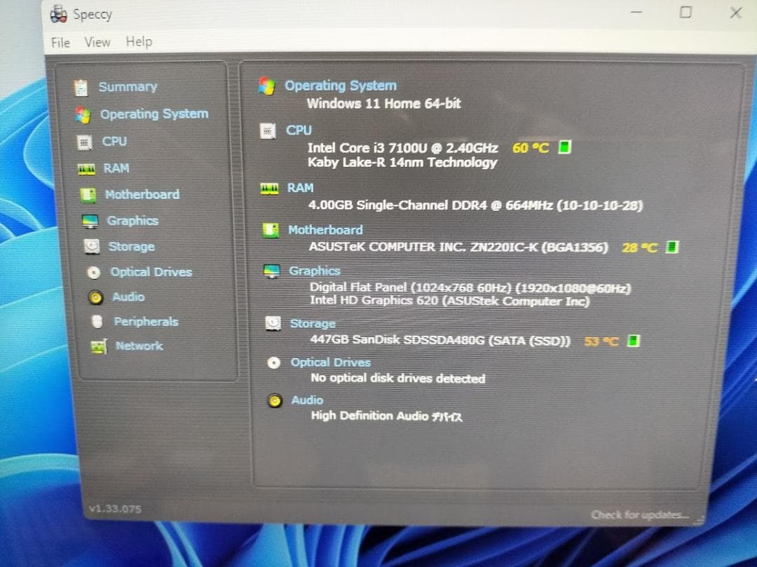 ASUS　ZEN A10 SSD480GB　 無線マウス、キーボード